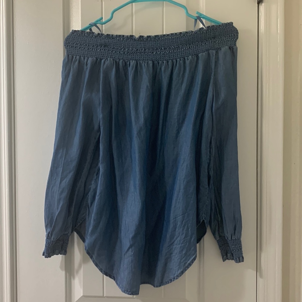 Denim off shoulder Michael Kors top